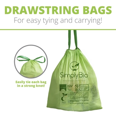 Simply Bio 3 Gal. 1 Mil. Compostable Trash Bags With Drawstring, Heavy-Duty, 50-Count 5 Simply Bio 3 Gal. 1 Mil. Compostable Trash Bags With Drawstring, Heavy-Duty, 50-Count - Image 3
