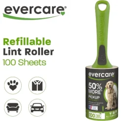 Evercare Pet Hair Extra Sticky Lint Roller With 2 Refills, New Ergo Grip, 220 Total Sheets