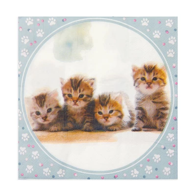 Sparkle And Bash 100 Pack Kitten Luncheon Paper Napkins For Cat Birthday Party Supplies Decorations, 6.5 In 4 Sparkle And Bash 100 Pack Kitten Luncheon Paper Napkins For Cat Birthday Party Supplies Decorations, 6.5 In - Image 2
