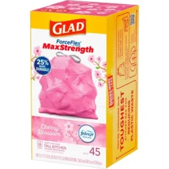 Glad ForceFlex MaxStrength Tall Kitchen Drawstring Pink Trash Bags - Cherry Blossom - 13 Gallon -Household Cleaning Supplies GUEST 03b243a2 e0af 441b a490 c0d6f20eb943