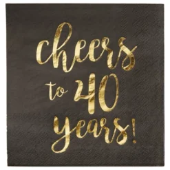 Blue Panda 50 Pack Cheers To 40 Years Cocktail Napkins For 40th Birthday, Anniversary Party Supplies, 3-Ply, Black And Gold Foil, 5 X 5 In -Household Cleaning Supplies GUEST 03d0efcb 8b6e 40f9 9f22 e2329f8939eb