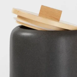 Large Stoneware Tilley Food Storage Canister With Wood Lid Black - Threshold™ -Household Cleaning Supplies GUEST 04322bcf a4fb 4a0b 944e a439f6a19728