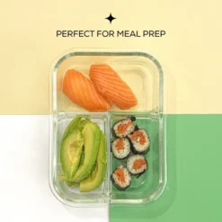 JoyJolt 3-Sectional Divided Food Prep Food Storage Containers With Lids - Set Of 5 - Grey -Household Cleaning Supplies GUEST 056152fc 5fce 410b b8ca a3606d75fef4