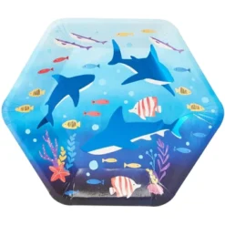 Blue Panda 48 Pack Blue Shark Disposable Paper Plates Hexagon 9 Inch For Kids Birthday Party Supplies & Decorations -Household Cleaning Supplies GUEST 06e6bc92 075f 477f be49 622654816efd