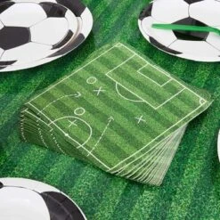 Blue Panda 100 Pack Soccer Party Disposable Paper Napkins For Sports Birthday, 6.5 X 6.5 In