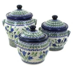 Blue Rose Polish Pottery 1300 Zaklady Canister Set -Household Cleaning Supplies GUEST 08592240 a90e 4730 ade9 5032069fe7df