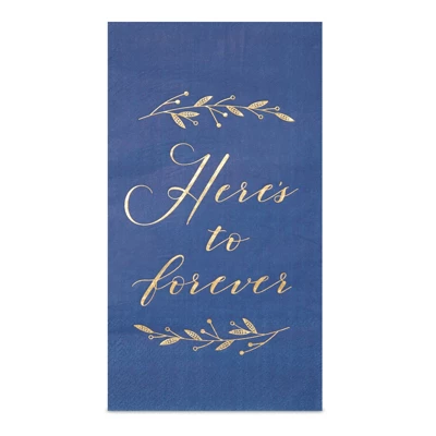Sparkle And Bash 100 Pack Navy Blue Napkins For Wedding Reception With Gold Foil, Here's To Forever, 3-Ply, 4 X 8 In 5 Sparkle And Bash 100 Pack Navy Blue Napkins For Wedding Reception With Gold Foil, Here's To Forever, 3-Ply, 4 X 8 In - Image 3