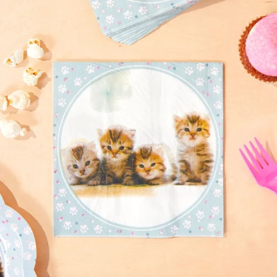 Sparkle And Bash 100 Pack Kitten Luncheon Paper Napkins For Cat Birthday Party Supplies Decorations, 6.5 In 3 Sparkle And Bash 100 Pack Kitten Luncheon Paper Napkins For Cat Birthday Party Supplies Decorations, 6.5 In
