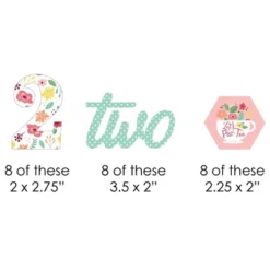 Big Dot Of Happiness 2nd Birthday Tea For Two - Paper Straw Decor - Garden Second Birthday Party Striped Decorative Straws - Set Of 24