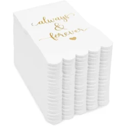 Sparkle And Bash 100 Pack White Napkins For Wedding Reception With Gold Foil Scalloped Edges, Always And Forever, 3-Ply, 4 X 8 In -Household Cleaning Supplies GUEST 14069cea fa9c 45ed a4b4 862de2cba8ce