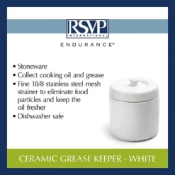 RSVP International , White Stoneware Grease Keeper -Household Cleaning Supplies GUEST 1443dfe9 27f3 45bb 9277 334e83120dc0