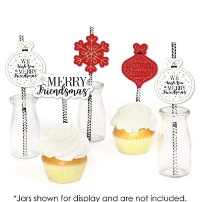 Big Dot Of Happiness Red And Gold Friendsmas - Paper Straw Decor - Friends Christmas Party Striped Decorative Straws - Set Of 24 5 Big Dot Of Happiness Red And Gold Friendsmas - Paper Straw Decor - Friends Christmas Party Striped Decorative Straws - Set Of 24 - Image 3