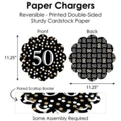 Big Dot Of Happiness Adult 50th Birthday - Gold - Birthday Party Paper Charger And Table Decorations - Chargerific Kit - Place Setting For 8 -Household Cleaning Supplies GUEST 14d1e58d 7a77 4ce5 9f37 fa648444ff91