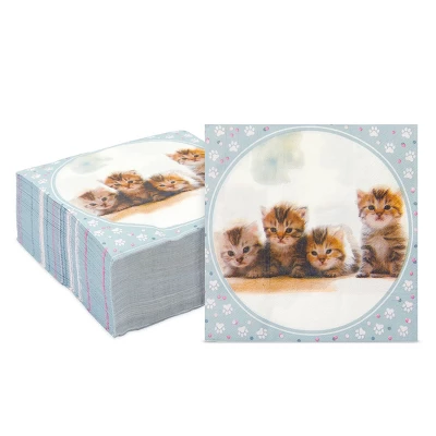 Sparkle And Bash 100 Pack Kitten Luncheon Paper Napkins For Cat Birthday Party Supplies Decorations, 6.5 In 8 Sparkle And Bash 100 Pack Kitten Luncheon Paper Napkins For Cat Birthday Party Supplies Decorations, 6.5 In - Image 6