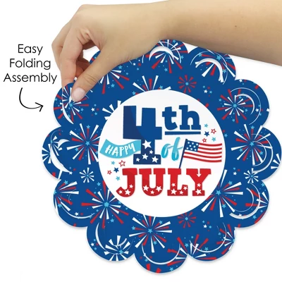 Big Dot Of Happiness Firecracker 4th Of July - Red, White And Royal Blue Party Round Table Decorations - Paper Chargers - Place Setting For 12 5 Big Dot Of Happiness Firecracker 4th Of July - Red, White And Royal Blue Party Round Table Decorations - Paper Chargers - Place Setting For 12 - Image 3
