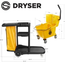 Dryser Commercial Janitorial Cleaning Cart On Wheels With Cover, Shelves And Vinyl Bag & Commercial Mop Bucket With Side Press Wringer, 26 Qt. Yellow -Household Cleaning Supplies GUEST 1a75ead0 ef98 4b8f b0ee 88174d820f62