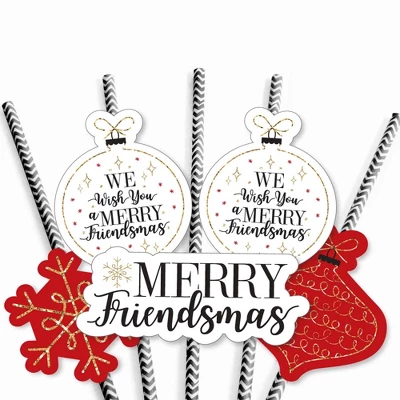 Big Dot Of Happiness Red And Gold Friendsmas - Paper Straw Decor - Friends Christmas Party Striped Decorative Straws - Set Of 24 6 Big Dot Of Happiness Red And Gold Friendsmas - Paper Straw Decor - Friends Christmas Party Striped Decorative Straws - Set Of 24 - Image 4