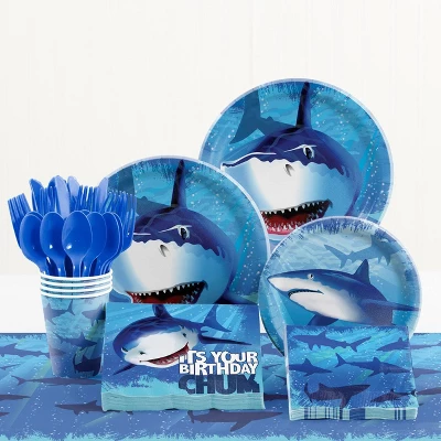 Creative Converting 48ct Shark Splash Beverage Napkins Blue 4 Creative Converting 48ct Shark Splash Beverage Napkins Blue - Image 2