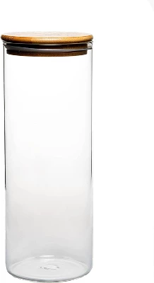 Amici Home Yosemite Glass Canister, Set Of 3, Food Storage Jar W/ Airtight Seal Wood Lid For Dry Food, Tea, Coffee, Spices And More, 28, 48 & 56 Oz.