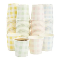 Sparkle And Bash 100 Pack Mini Disposable Paper Cups 4 Oz For Espresso, Mouthwash, Tea & Coffee, Gingham Design -Household Cleaning Supplies GUEST 1ed079c5 a80a 4d38 88c1 488a8e58cb28