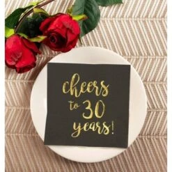 Blue Panda 100-Pack "Cheers To 30 Years!" Gold Foil Paper Disposable Cocktail Paper Napkins 5 X 5 Inches -Household Cleaning Supplies GUEST 27222e06 0250 4d8d aaae 17ae22a91b1a