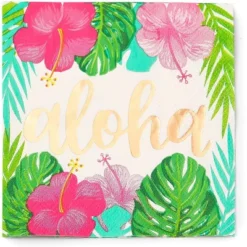 Sparkle And Bash 50 Pack Aloha Hawaiian Disposable Cocktail Paper Napkins 5" For Luau Birthday Party Decorations -Household Cleaning Supplies GUEST 2a58d6fa 28f5 43db b114 4432fc630733