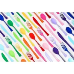 Exquisite Solid Color Plastic Utensil Cutlery Set Forks Spoons Knives- 150 Pack -Household Cleaning Supplies GUEST 2ca856a3 829b 4955 8fe8 57f149e9538f