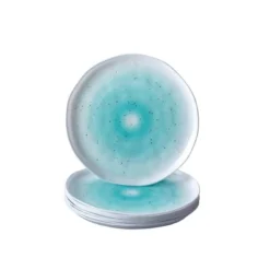 Silver Spoons Hammered Plastic Plates For Party, Heavy Duty Disposable Dinner Set, White (10 PC), Lava Collection