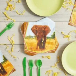 Sparkle And Bash 150 Pack Elephant Animal Luncheon Disposable Napkin Napkins Jungle Safari Birthday Party Supplies