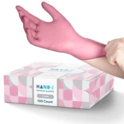Hand-E Pink Nitrile Gloves, Perfect For Cleaning & Cooking - 100 Pack -Household Cleaning Supplies GUEST 2d32ec38 6d6f 4e15 86b8 bba947e0cab5