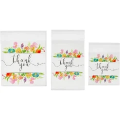 Sparkle And Bash 300 Pack Floral Thank You Goodie Bags For Cookies Gifts Holiday Treats, 3 Sizes -Household Cleaning Supplies GUEST 2d9ddd86 df6c 4d8d b306 c8bd75b85b76