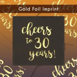 Blue Panda 100-Pack "Cheers To 30 Years!" Gold Foil Paper Disposable Cocktail Paper Napkins 5 X 5 Inches -Household Cleaning Supplies GUEST 2e04af12 13b8 4924 b182 2036d2ab4b34