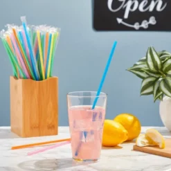 Stockroom Plus 600 Bulk Pack Long Drinking Straws, Disposable Plastic Straw Individually Wrapped, 5 Colors, 10.2 In -Household Cleaning Supplies GUEST 33d99a8b 9f9e 4a52 8aa4 5ccfbc2a3291
