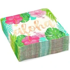Sparkle And Bash 50 Pack Aloha Hawaiian Disposable Cocktail Paper Napkins 5" For Luau Birthday Party Decorations -Household Cleaning Supplies GUEST 35431d24 dd5c 4dae 8a6d 12972779fc8e