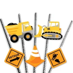 Big Dot Of Happiness Dig It - Construction Party Zone - Paper Straw Decor - Baby Shower Or Birthday Party Striped Decorative Straws - Set Of 24 -Household Cleaning Supplies GUEST 3f8c0281 fbfb 476b a981 214d95e2522b