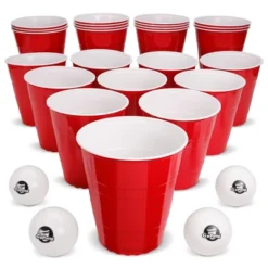 GoBig Giant 110 Oz Red Party Cup 24 Pack With 4 XL Pong Balls - 24 Giant Cups For Beer Pong, Flip Cup Or Novelty Use