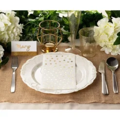 Blue Panda 50 Pack White And Gold Dinner Napkins, Disposable With Gold Foil Stars For Birthday Party, Wedding, 3 Ply, 4 X 8 In -Household Cleaning Supplies GUEST 40c53991 f905 4657 8ca5 47c683693fce