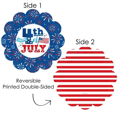 Big Dot Of Happiness Firecracker 4th Of July - Red, White And Royal Blue Party Round Table Decorations - Paper Chargers - Place Setting For 12 4 Big Dot Of Happiness Firecracker 4th Of July - Red, White And Royal Blue Party Round Table Decorations - Paper Chargers - Place Setting For 12 - Image 2