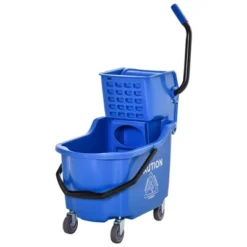HOMCOM Mop Bucket Cart With Side Press Wringer, Metal Handle And 34 Quart Capacity -Household Cleaning Supplies GUEST 43c5ee21 e7e9 4159 87c7 3bec1cdbb5cd