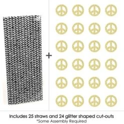 Big Dot Of Happiness Gold Glitter Peace Sign Party Straws - No-Mess Real Gold Glitter Cut-Outs & Decorative 60's Hippie Party Paper Straws - Set Of 24 -Household Cleaning Supplies GUEST 44bb6220 5bab 4181 8ec3 273f5a585c4e