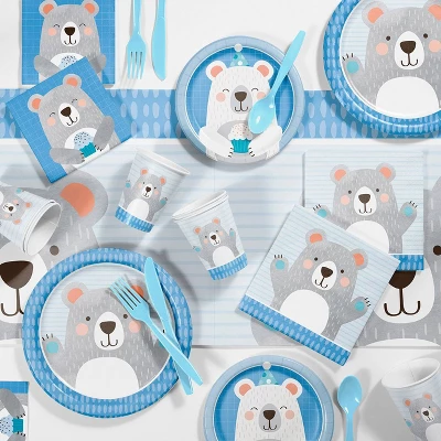 Creative Converting 48ct Bear Print 1st Birthday Disposable Napkins 4 Creative Converting 48ct Bear Print 1st Birthday Disposable Napkins - Image 2