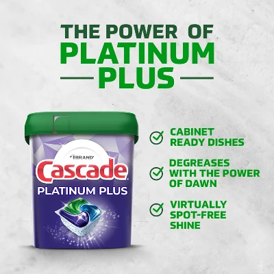 Cascade Mountain Platinum Plus Action Pacs Dishwasher Detergent - 33.8oz/52ct 4 Cascade Mountain Platinum Plus Action Pacs Dishwasher Detergent - 33.8oz/52ct - Image 2