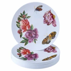 Silver Spoons Butterfly Garden Design Plastic Plates For Party, Heavy Duty Disposable Dinner Set - (10 PC) Monarch Collection -Household Cleaning Supplies GUEST 4a4b5d14 9110 489a a918 7a09e7890b01