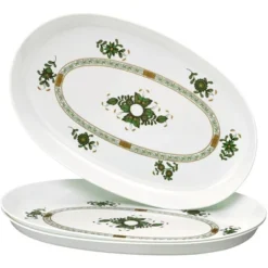 Silver Spoons Floral Design Serving Trays For Party, Heavy Duty Disposable Platter, 12" X 7", (3 PC)