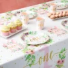 Sparkle And Bash 3 Pack Floral Plastic Tablecloth, Baby Girls First Birthday Decorations, 54x108 In -Household Cleaning Supplies GUEST 4b6cf607 d931 419f b25e 2310559ad6ae