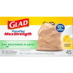 Glad ForceFlex MaxStrength Recovered Plastic Trash Bag - Lemon Fresh - 13 Gallon/45ct -Household Cleaning Supplies GUEST 4b9e3e40 f426 458f b95d 2e38433f7ba9