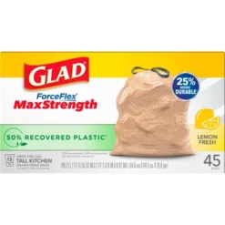 Glad ForceFlex MaxStrength Recovered Plastic Trash Bag - Lemon Fresh - 13 Gallon/45ct -Household Cleaning Supplies GUEST 51ad79b5 1c3a 4d98 9deb 5ae63f0667de