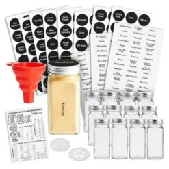Talented Kitchen Talented Kitchen 14 Pcs Large 6 Oz Glass Spice Jars With Labels And Shakers Lids, 269 Preprinted Stickers In 2 Styles -Household Cleaning Supplies GUEST 51c37fe3 6355 44ba 9b31 ae30c6bffcdc