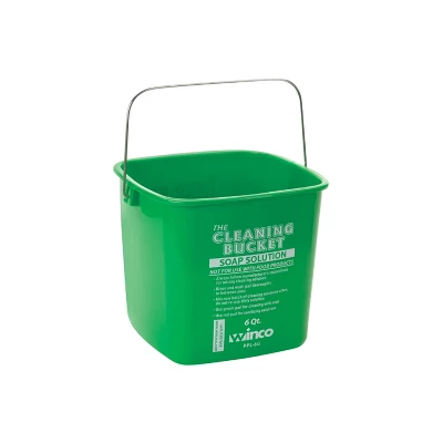 Winco Cleaning Bucket, Soap Solution, 6 Quart, Green 3 Winco Cleaning Bucket, Soap Solution, 6 Quart, Green