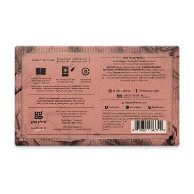 Grab Green Stoneworks Dryer Sheets, Rose Petal Scent 3 Grab Green Stoneworks Dryer Sheets, Rose Petal Scent